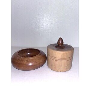 Hand Made Wood Trinket Box And Bowl